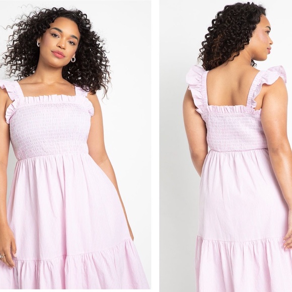 Eloquii Smocked Bodice Ruffle Day Dress / size 22/24